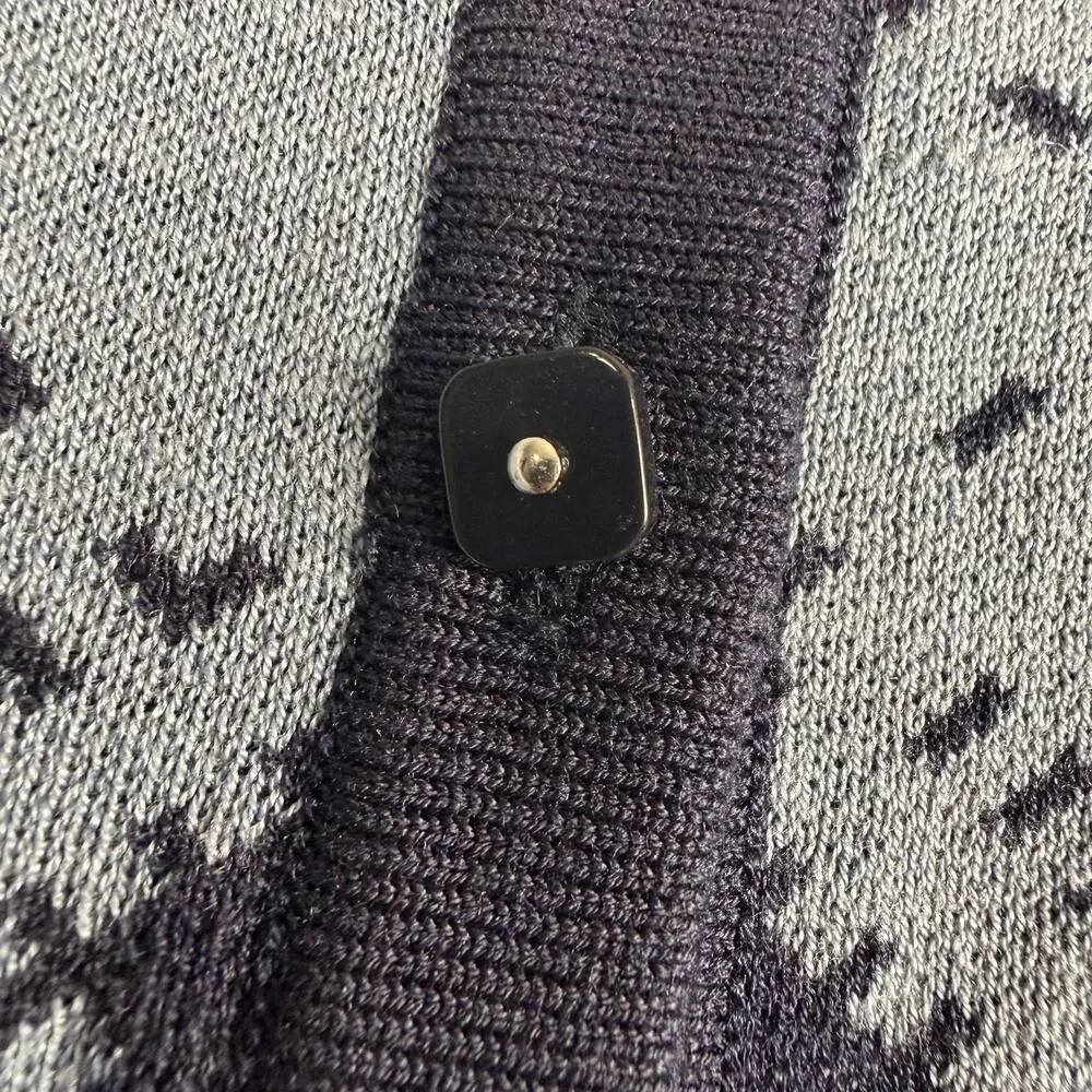 Pendleton Women’s Blue Navy Geometric Pattern Silk Cotton Button Cardigan Size M